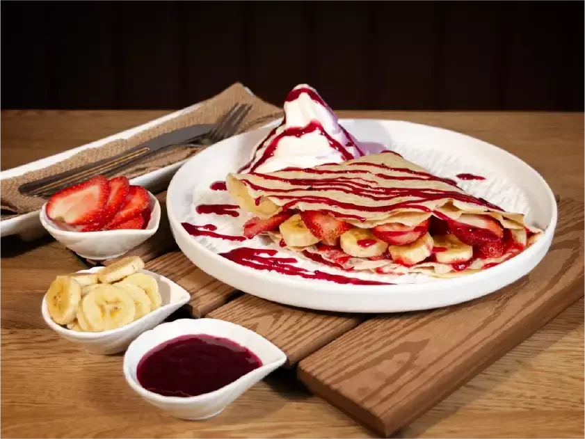Crepe de fresa con banano