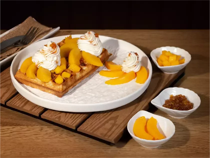 Waffle de frutos amarillos